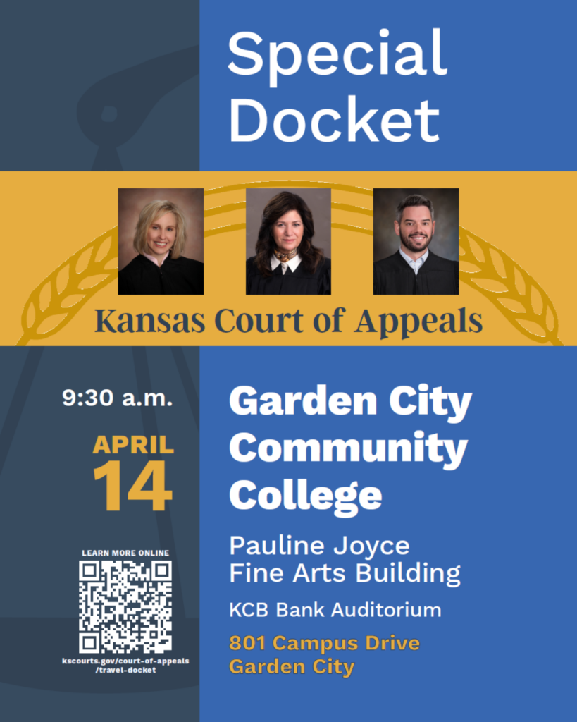 Kansas Court of Appeals to hold oral arguments at Garden City Community College on April 14